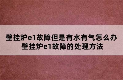 壁挂炉e1故障但是有水有气怎么办 壁挂炉e1故障的处理方法